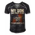 My Son Has Your Back Proud Army Dad Veteran Son Men's Short Sleeve V-neck 3D Print Retro Tshirt Black