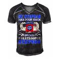 My Stepdad Has Your Back Proud Army 685 Shirt Men's Short Sleeve V-neck 3D Print Retro Tshirt Black