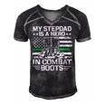 My Stepdad Is A Hero In Combat Boots 684 Shirt Men's Short Sleeve V-neck 3D Print Retro Tshirt Black