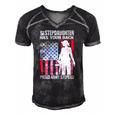 My Stepdaughter Has Your Back Proud Army Stepdad Gift Men's Short Sleeve V-neck 3D Print Retro Tshirt Black