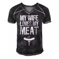 My Wife Loves My Meat Funny Grilling Bbq Lover Men's Short Sleeve V-neck 3D Print Retro Tshirt Black
