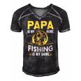 Papa Is My Name Fishing Is My Game Funny Gift Men's Short Sleeve V-neck 3D Print Retro Tshirt Black