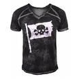 Pirate Flag Skull Crossed Bone Halloween Costume Men's Short Sleeve V-neck 3D Print Retro Tshirt Black