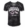 Promoted To Godfather 2022 For First Time Fathers New Dad Men's Short Sleeve V-neck 3D Print Retro Tshirt Black