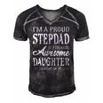 Proud Stepdad Of Freaking Awesome Daughter Fathers Day Dad Men's Short Sleeve V-neck 3D Print Retro Tshirt Black