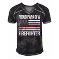 Red Line Flag Proud Papa Of A Firefighter Fireman Men's Short Sleeve V-neck 3D Print Retro Tshirt Black