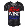 Red Wine Blue 4Th Of July Wine Red White Blue Wine Glasses V2 Men's Short Sleeve V-neck 3D Print Retro Tshirt Black