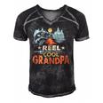 Reel Cool Grandpa Fishing Lover Vintage Fathers Day Men's Short Sleeve V-neck 3D Print Retro Tshirt Black