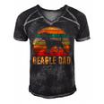 Retro Beagle Dad Gift Dog Owner Pet Tricolor Beagle Father Men's Short Sleeve V-neck 3D Print Retro Tshirt Black