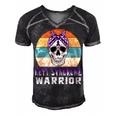 Rett Syndrome Warrior Skull Women Vintage Purple Ribbon Rett Syndrome Rett Syndrome Awareness V2 Men's Short Sleeve V-neck 3D Print Retro Tshirt Black