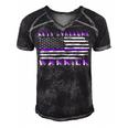 Rett Syndrome Warrior Usa Flag United States Flag Purple Ribbon Rett Syndrome Rett Syndrome Awareness Men's Short Sleeve V-neck 3D Print Retro Tshirt Black