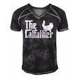 The Catfather Funny Cat Dad For Men Cat Lover Gifts Men's Short Sleeve V-neck 3D Print Retro Tshirt Black