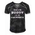 Theres No Buddy Like My Grandson Matching Grandpa Men's Short Sleeve V-neck 3D Print Retro Tshirt Black