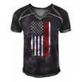 Thin Red Line Usa Flag Firefighter Gift For 4Th Of July Men's Short Sleeve V-neck 3D Print Retro Tshirt Black