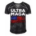 Ultra Maga Proud American Distressed Flag Patriotic Gift Men's Short Sleeve V-neck 3D Print Retro Tshirt Black