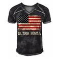 Ultra Maga United State Flag Men's Short Sleeve V-neck 3D Print Retro Tshirt Black