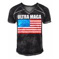Ultra Maga Us Flag Men's Short Sleeve V-neck 3D Print Retro Tshirt Black