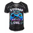 Video Game Birthday Party Stepdad Of The Bday Girl Matching Men's Short Sleeve V-neck 3D Print Retro Tshirt Black