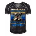 Vintage Veteran Mom My Heroes Dont Wear Capes Army Boots T-Shirt Men's Short Sleeve V-neck 3D Print Retro Tshirt Black