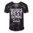 Worlds Best Bonus Dad Step Fathers Day Gift Husband Men's Short Sleeve V-neck 3D Print Retro Tshirt Black