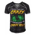 You Dont Have To Be Crazy To Camp With Us Camping T Shirt Men's Short Sleeve V-neck 3D Print Retro Tshirt Black