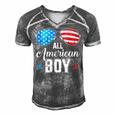 All American Boy Us Flag Sunglasses For Matching 4Th Of July Men's Short Sleeve V-neck 3D Print Retro Tshirt Grey
