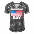All American Boy Usa Flag Distressed 4Th Of July Men's Short Sleeve V-neck 3D Print Retro Tshirt Grey