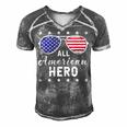 All American Hero Dad 4Th Of July Sunglasses Fathers Day Men's Short Sleeve V-neck 3D Print Retro Tshirt Grey