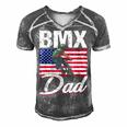 American Flag Bmx Dad Fathers Day Funny 4Th Of July Men's Short Sleeve V-neck 3D Print Retro Tshirt Grey