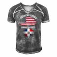 American Grown With Dominican Roots Usa Dominican Flag Men's Short Sleeve V-neck 3D Print Retro Tshirt Grey