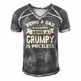 Being A Dad Is An Honor Being A Grumpy Is Priceless Grandpa Men's Short Sleeve V-neck 3D Print Retro Tshirt Grey