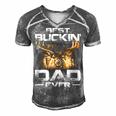 Best Buckin Dad Ever Deer Hunting Bucking Father Men's Short Sleeve V-neck 3D Print Retro Tshirt Grey