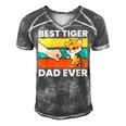 Best Tiger Dad Ever Men's Short Sleeve V-neck 3D Print Retro Tshirt Grey