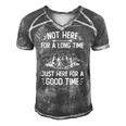 Camping - Not Here For A Long Time Just Here For A Good Time Men's Short Sleeve V-neck 3D Print Retro Tshirt Grey