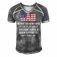 Dad No Matter How Hard Life Gets At Least Happy Fathers Day Men's Short Sleeve V-neck 3D Print Retro Tshirt Grey