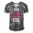 Dad Of The Birthday Girl Cute Pink Matching Family Men's Short Sleeve V-neck 3D Print Retro Tshirt Grey