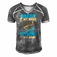 Daddy Is My Name Fishing Is My Game Funny Fishing Gifts Men's Short Sleeve V-neck 3D Print Retro Tshirt Grey