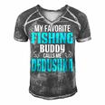 Dedushka Grandpa Fishing Gift My Favorite Fishing Buddy Calls Me Dedushka Men's Short Sleeve V-neck 3D Print Retro Tshirt Grey