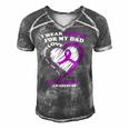 Epilepsy Awareness I Wear Purple For My Dad Men's Short Sleeve V-neck 3D Print Retro Tshirt Grey