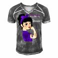 Epilepsy Warrior Strong Women Purple Ribbon Epilepsy Epilepsy Awareness V2 Men's Short Sleeve V-neck 3D Print Retro Tshirt Grey