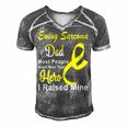 Ewings Sarcoma Dad Most People Never Meet Their Hero I Raised Mine Yellow Ribbon Ewings Sarcoma Ewings Sarcoma Awareness Men's Short Sleeve V-neck 3D Print Retro Tshirt Grey