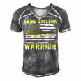 Ewings Sarcoma Warrior Usa Flag United States Flag Yellow Ribbon Ewings Sarcoma Ewings Sarcoma Awareness Men's Short Sleeve V-neck 3D Print Retro Tshirt Grey