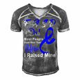 Fasd Dad Most People Never Meet Their Hero I Raised Mine Blue And Grey Ribbon Fetal Alcohol Spectrum Disorder Fetal Alcohol Spectrum Disorder Awareness Men's Short Sleeve V-neck 3D Print Retro Tshirt Grey