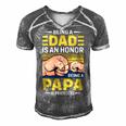 Father Grandpa Vintage Being A Dad Is An Honor Being A Papa Is Priceless Father Day 189 Family Dad Men's Short Sleeve V-neck 3D Print Retro Tshirt Grey