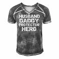 Fathers Day Gift From Wife Husband Daddy Protector Hero Men's Short Sleeve V-neck 3D Print Retro Tshirt Grey