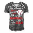 Favorite Baseball Player Calls Me Dad V3 Men's Short Sleeve V-neck 3D Print Retro Tshirt Grey