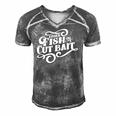Fish Or Cut Bait Funny Fishing Saying Men's Short Sleeve V-neck 3D Print Retro Tshirt Grey