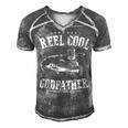 Fishing Reel Cool Godfather Men's Short Sleeve V-neck 3D Print Retro Tshirt Grey