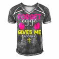 Forger Eggs Gives Me Jesus Funny Easter Day Men's Short Sleeve V-neck 3D Print Retro Tshirt Grey