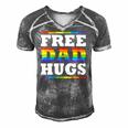 Free Dad Hugs Rainbow Lgbt Pride Fathers Day Gift Men's Short Sleeve V-neck 3D Print Retro Tshirt Grey